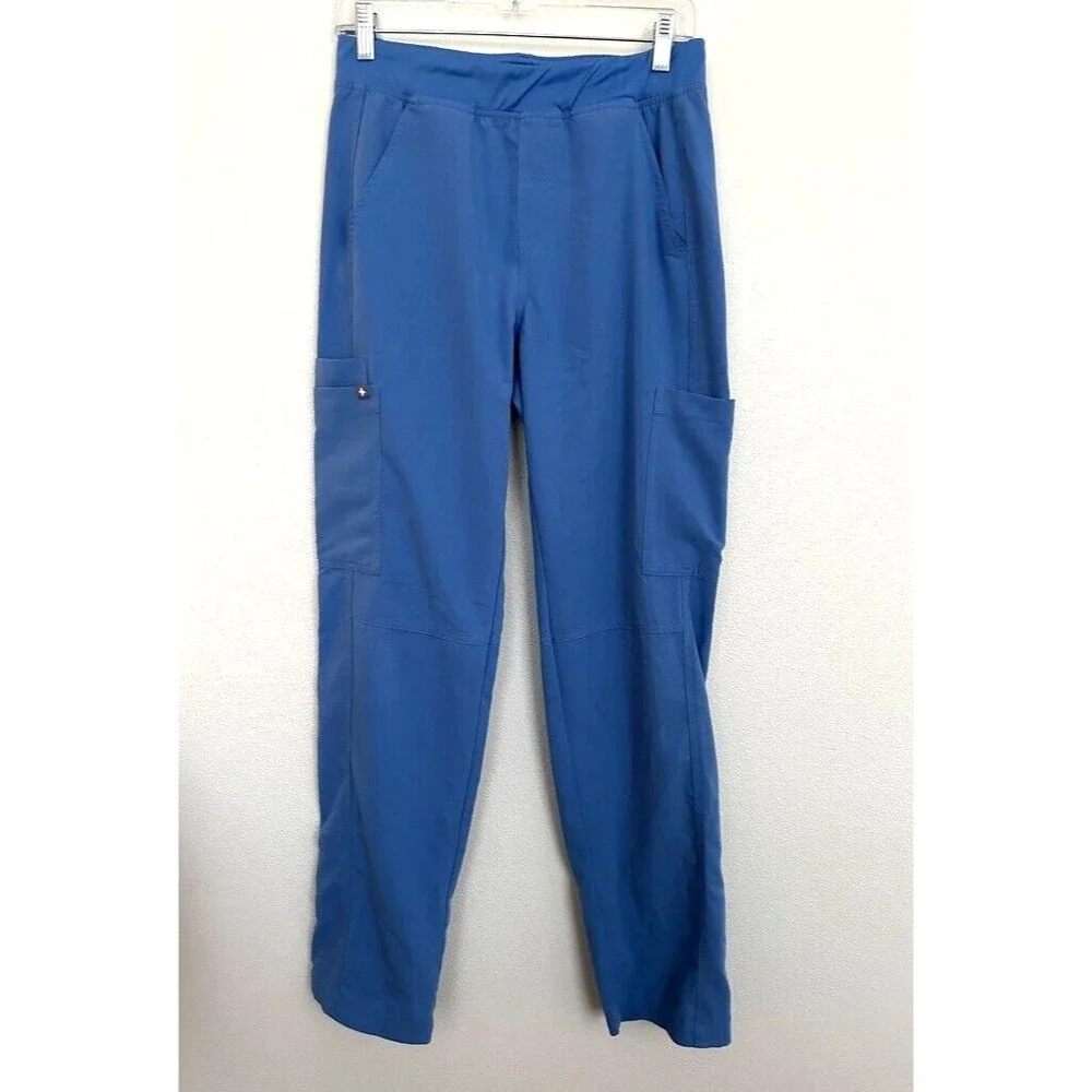 FIGS Axim Cargo Scrub Pant Ceil Blue Straight Leg Medical Comfort Men's Small
